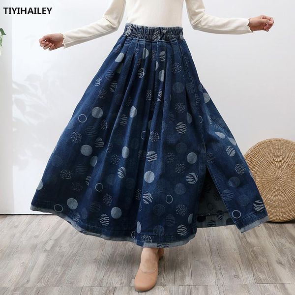 tiyihailey long maxi a-line women elastic waist winter autumn denim jeans vintage big hem print slit skirt thick, Black
tiyihailey long maxi a-line women elastic waist winter autumn denim jeans vintage big hem print slit skirt thick, Black