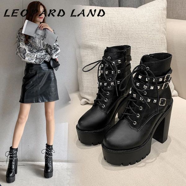 leopard land 2020 new platform shoes boots heel waterproof platform rivet lace up chunky heel high boots -5758-8, Black
leopard land 2020 new platform shoes boots heel waterproof platform rivet lace up chunky heel high boots -5758-8, Black