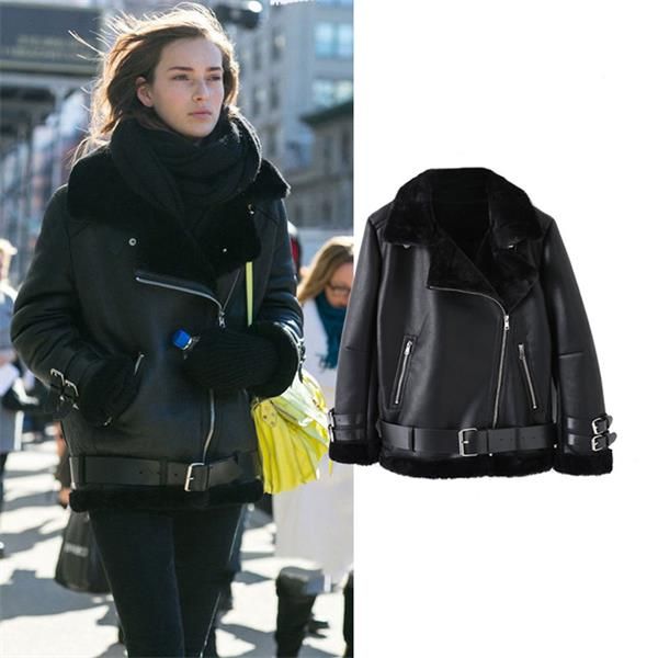 women designers clothes 2020 european and american style winter warm leather jacket wool lapel woemns pu leather jacket size s, Black
women designers clothes 2020 european and american style winter warm leather jacket wool lapel woemns pu leather jacket size s, Black