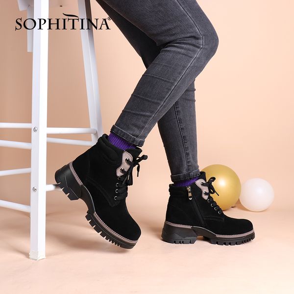 sophitina winter warm casual ankle boots wool woman black genuine leather platform thick bottom lace up bordered shoes pc875 y1221
sophitina winter warm casual ankle boots wool woman black genuine leather platform thick bottom lace up bordered shoes pc875 y1221