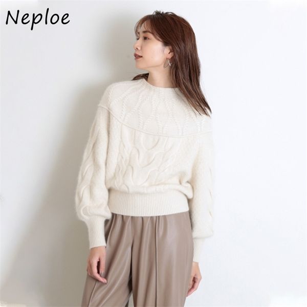 neploe autumn winter sweet japanese style women sweaters elegant o-neck knitted twist patchwork lantern sleeve pullovers lj201114, White;black
neploe autumn winter sweet japanese style women sweaters elegant o-neck knitted twist patchwork lantern sleeve pullovers lj201114, White;black