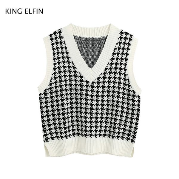 king elfin fashion za vest women autumn leisure loose v-neck four-color plaid knit vest female 201214, Black;white
king elfin fashion za vest women autumn leisure loose v-neck four-color plaid knit vest female 201214, Black;white