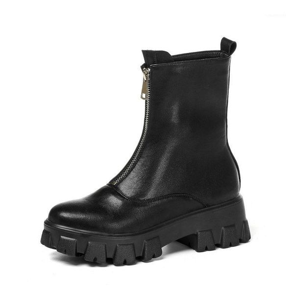 boots chunky high heels winter ankle 2021 est genuine leather platform shoes woman zippers party size 41 421, Black 
boots chunky high heels winter ankle 2021 est genuine leather platform shoes woman zippers party size 41 421, Black