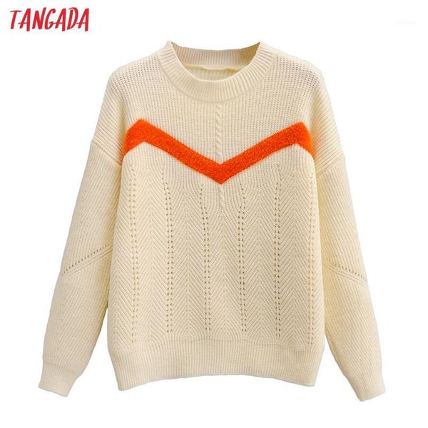 tangada women stripe pattern knitted sweater vintage long sleeve female oversized pullovers chic 2f3041, White;black
tangada women stripe pattern knitted sweater vintage long sleeve female oversized pullovers chic 2f3041, White;black