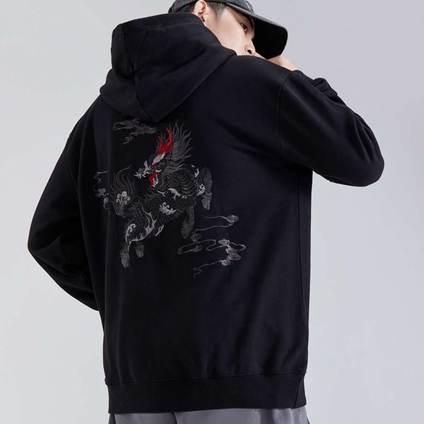 sweater hooded national kirin embroidery hip hop loose fashion brand large men's wear street youth outerwear, Black
sweater hooded national kirin embroidery hip hop loose fashion brand large men's wear street youth outerwear, Black
