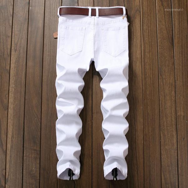 men's jeans straight mens white leg zipper up design distressed ripped holes high stretch denim pants size 401, Blue
men's jeans straight mens white leg zipper up design distressed ripped holes high stretch denim pants size 401, Blue
