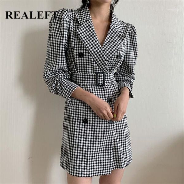 realeft classic houndstooth women's blazer dresses with belt notched office ladies double breasted mini dress streetwear female1, Black;gray
realeft classic houndstooth women's blazer dresses with belt notched office ladies double breasted mini dress streetwear female1, Black;gray