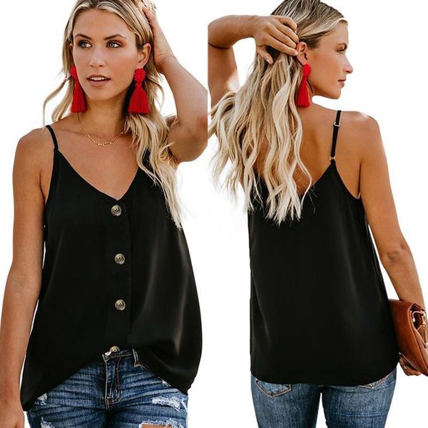 women chiffon camisole casual sling v neck sleeveless buttons tank basic ladies summer loose blouse vest plus size 3xl, White
women chiffon camisole casual sling v neck sleeveless buttons tank basic ladies summer loose blouse vest plus size 3xl, White