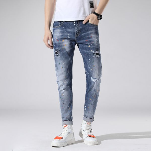 2021 new men's jeans for men painted thin elastic nine hip embroidered pants summer blue spring t4v1
2021 new men's jeans for men painted thin elastic nine hip embroidered pants summer blue spring t4v1