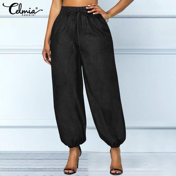 women's pants & capris celmia vintage demin women high elastic waist jeans 2021 fashion trousers casual baggy harem pantalon femme plus, Black;white
women's pants & capris celmia vintage demin women high elastic waist jeans 2021 fashion trousers casual baggy harem pantalon femme plus, Black;white