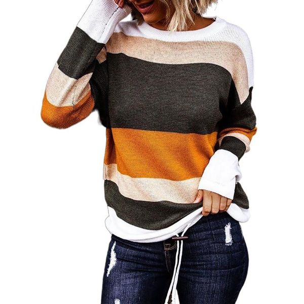 2021 striped slim women's hoodie women striped patchwork sweater loose round neck knitted pullover jumper, White;black
2021 striped slim women's hoodie women striped patchwork sweater loose round neck knitted pullover jumper, White;black
