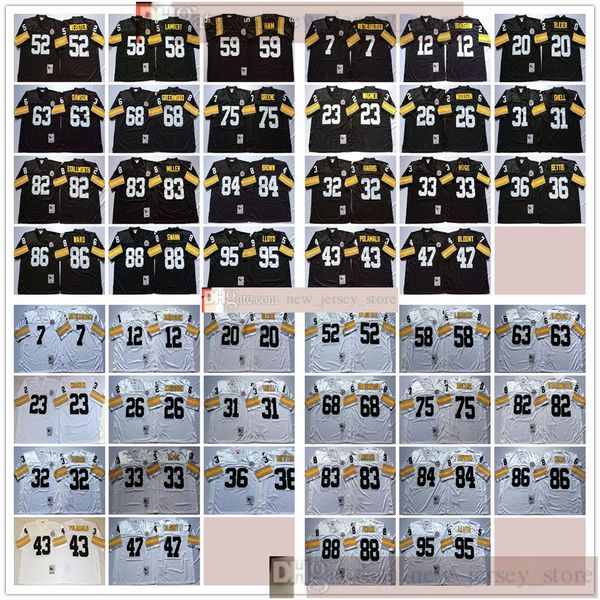 vintage retro steelerfootball jersey stitched #58lambert #75greene #84brown #86ward #88swann #95lloyd jerseys s m xl xxl xxxl, Black;yellow
vintage retro steelerfootball jersey stitched #58lambert #75greene #84brown #86ward #88swann #95lloyd jerseys s m xl xxl xxxl, Black;yellow