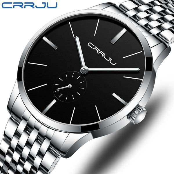 crrju fashion men watch luxury silver black stainless steel quartz wristwatch casual sport waterproof clock relogio masculino, Slivery;brown
crrju fashion men watch luxury silver black stainless steel quartz wristwatch casual sport waterproof clock relogio masculino, Slivery;brown