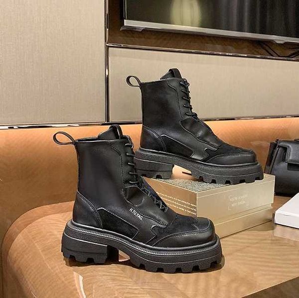 boots ladies attractive luxury ankle shoes brand fashion platform women med chunky heels, Black 
boots ladies attractive luxury ankle shoes brand fashion platform women med chunky heels, Black