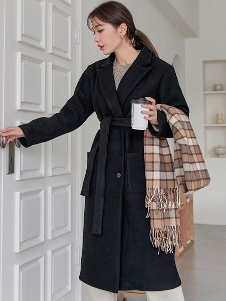 dazy double breasted lapel neck patched pocket overcoat n60z#, Black 
dazy double breasted lapel neck patched pocket overcoat n60z#, Black