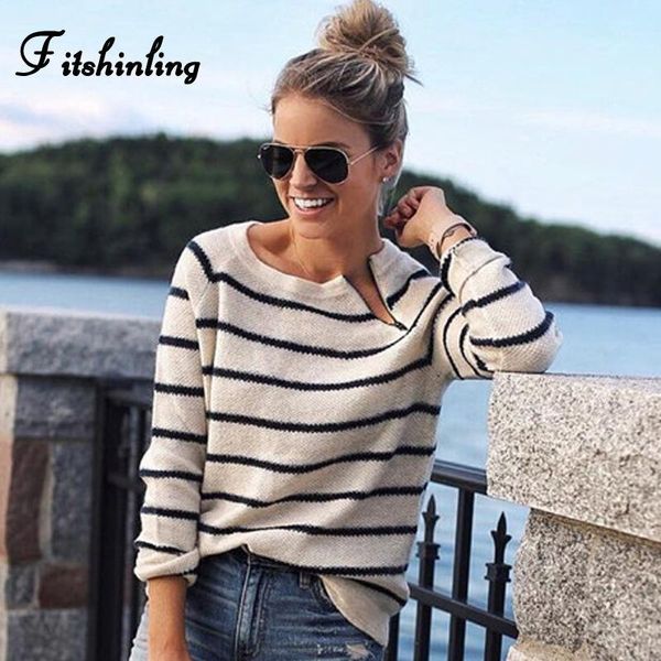 fitshinling casual stripes lady's sweater knitwear zipper black white slim jumper long sleeve basic sweaters for women pullovers1, White;black
fitshinling casual stripes lady's sweater knitwear zipper black white slim jumper long sleeve basic sweaters for women pullovers1, White;black