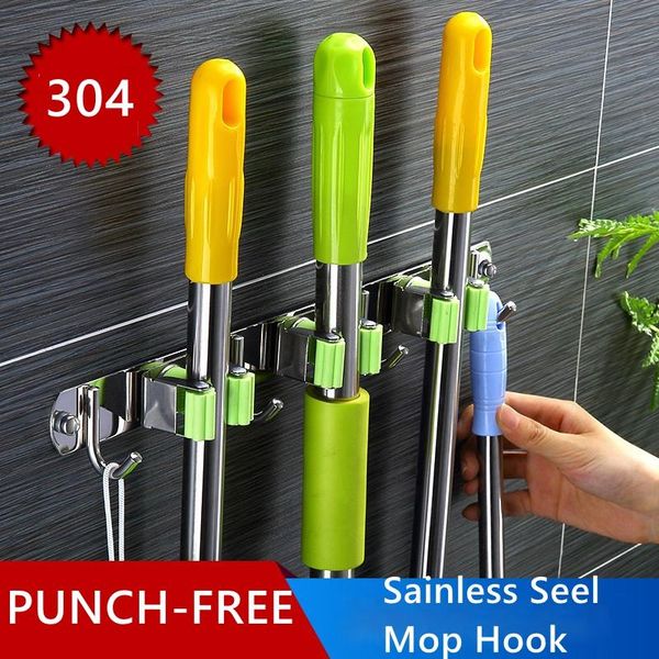 hooks & rails 304 stainless steel mop hook broom holder multi-purpose wall mounted organizer housework accessories
hooks & rails 304 stainless steel mop hook broom holder multi-purpose wall mounted organizer housework accessories