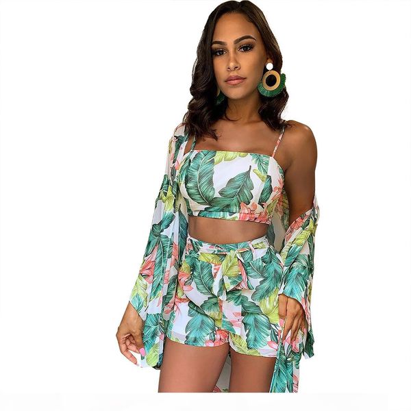 women three piece set floral cover up outfits print chiffon spaghetti strap sleeveless vest shorts suit beach tracksuit black green, Gray
women three piece set floral cover up outfits print chiffon spaghetti strap sleeveless vest shorts suit beach tracksuit black green, Gray