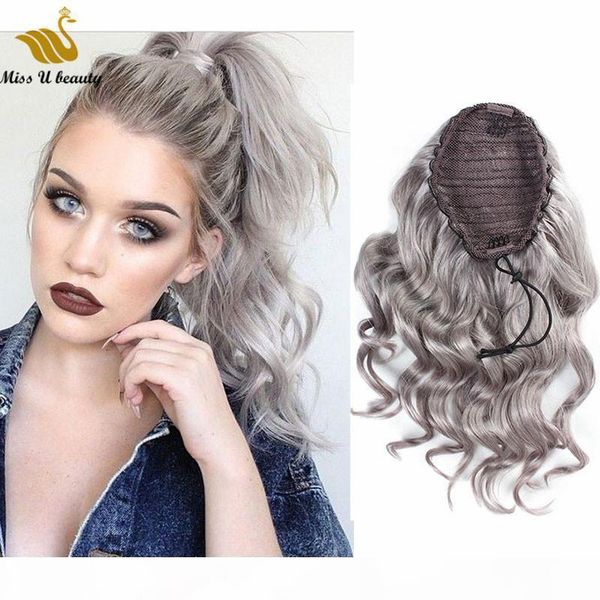 cuticle aligned human hair extensions grey color clip in ponytail extension drawstring ponytial wavy silver color hair, Black
cuticle aligned human hair extensions grey color clip in ponytail extension drawstring ponytial wavy silver color hair, Black
