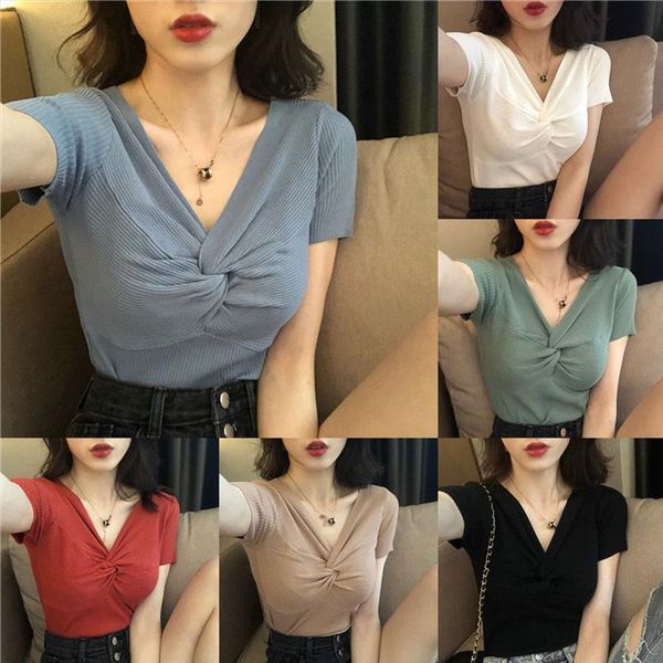 women thin knitted sweater and t shirt short sleeve korean fashion casual style solid summer 2019 new tees, White
women thin knitted sweater and t shirt short sleeve korean fashion casual style solid summer 2019 new tees, White