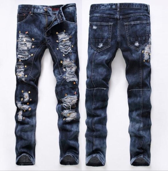 splice beggar jeans men biker jeans men trousers badge nailing male denim pants masculino motorcycle fashion designer, Blue
splice beggar jeans men biker jeans men trousers badge nailing male denim pants masculino motorcycle fashion designer, Blue