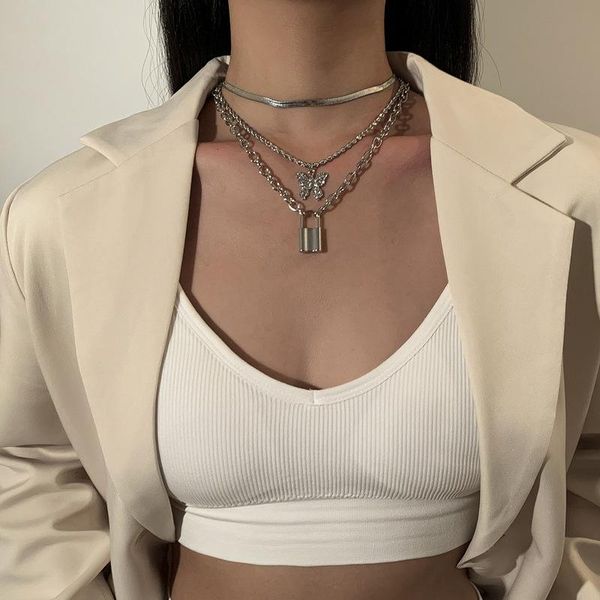 chokers timeonly fashion layers snake chain shiny rhinestone butterfly gold lock pendant necklaces for women gift jewelry, Golden;silver
chokers timeonly fashion layers snake chain shiny rhinestone butterfly gold lock pendant necklaces for women gift jewelry, Golden;silver