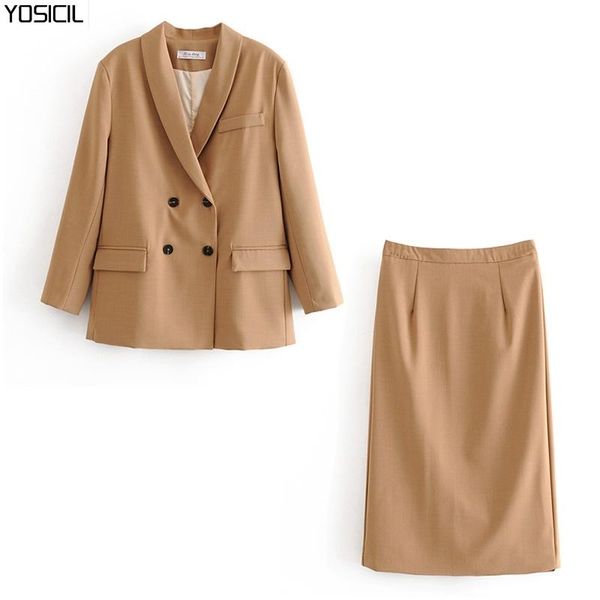 yosicil solid elegant 2 piece set women shawl collar double breasted casual blazer high waist side split midi skirt mujer faldas, White
yosicil solid elegant 2 piece set women shawl collar double breasted casual blazer high waist side split midi skirt mujer faldas, White