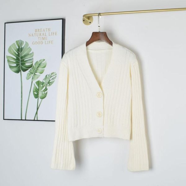 2021 cardigan autumn long flare sleeve short sweater women ribbed knitted cotton black white ladies soft outwear female
2021 cardigan autumn long flare sleeve short sweater women ribbed knitted cotton black white ladies soft outwear female