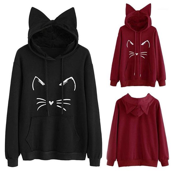 women's sweatshirts long sleeve cat ear hoodies sweatshirt pullover streetwear casual blouse pullover hoodie poleron mujer1, Black
women's sweatshirts long sleeve cat ear hoodies sweatshirt pullover streetwear casual blouse pullover hoodie poleron mujer1, Black