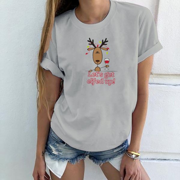 lh20211 summer comfortable loose large size cotton christmas let s get elfed up elk print casual all-match t-shirt, White
lh20211 summer comfortable loose large size cotton christmas let s get elfed up elk print casual all-match t-shirt, White