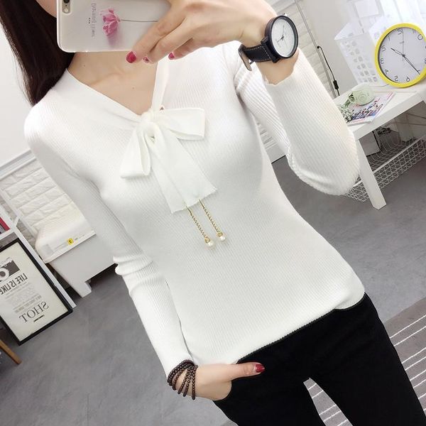 women's sweaters 2021 autumn spring long sleeved sweater pullover women female knitted lace up beading butterfly collar basic jumper 30, White;black
women's sweaters 2021 autumn spring long sleeved sweater pullover women female knitted lace up beading butterfly collar basic jumper 30, White;black