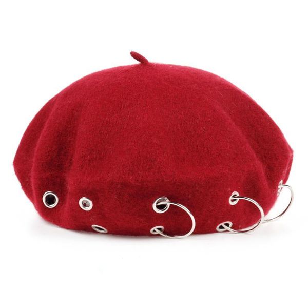 fashion winter berets for women girl punk rock style iron rings beret caps retro wool hats black woolen painter caps, Blue;gray
fashion winter berets for women girl punk rock style iron rings beret caps retro wool hats black woolen painter caps, Blue;gray