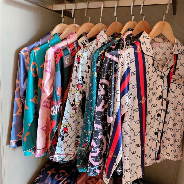 couples short sleeve long pants silk satin pajama sets for women 2020 summer flower printed sleepwear pyjamas men homewear pijama mujer c #q, Black;red
couples short sleeve long pants silk satin pajama sets for women 2020 summer flower printed sleepwear pyjamas men homewear pijama mujer c #q, Black;red