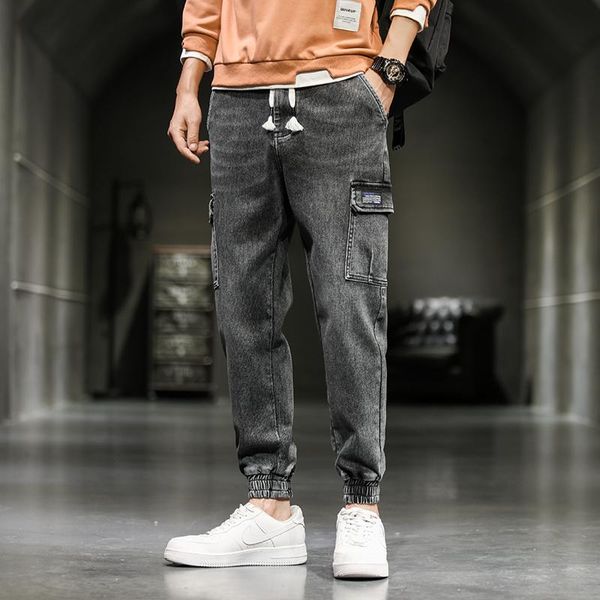 men's jeans loose autumn/spring 2021 fashion label streetwear harem pockets cargo elastic denim pants male trousers plus size, Blue
men's jeans loose autumn/spring 2021 fashion label streetwear harem pockets cargo elastic denim pants male trousers plus size, Blue