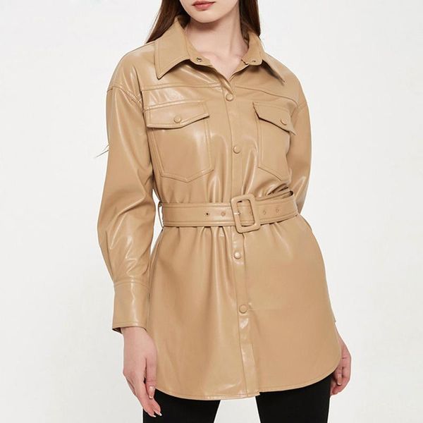 fitaylor autumn women chic sashes vintage black long faux leather jacket biker coats casual loose outwear female clothes
fitaylor autumn women chic sashes vintage black long faux leather jacket biker coats casual loose outwear female clothes