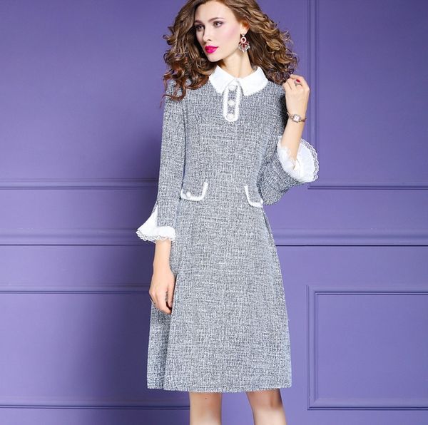 straight strips dressed as lace for woman luxury buttons women's fragrance long sleeves ladies party dresses 68iw, Black;gray
straight strips dressed as lace for woman luxury buttons women's fragrance long sleeves ladies party dresses 68iw, Black;gray