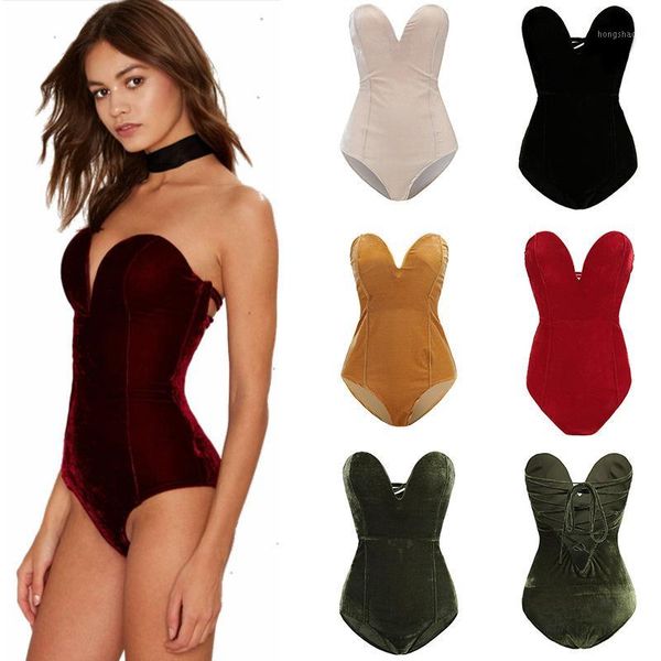 women velvet bodysuit v neck slim body backless lace up bodycon jumpsuit1, Black;white
women velvet bodysuit v neck slim body backless lace up bodycon jumpsuit1, Black;white