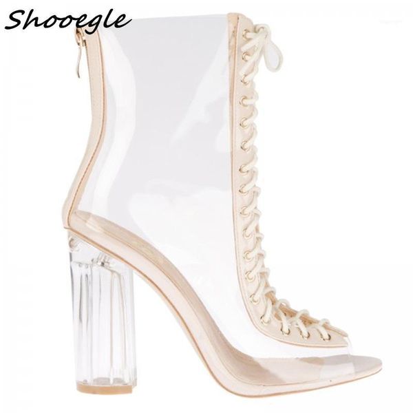 boots shooegle celebrity style clear jelly perspex heels peep toe for women lace-up ankle high heeled womens booties1, Black
boots shooegle celebrity style clear jelly perspex heels peep toe for women lace-up ankle high heeled womens booties1, Black