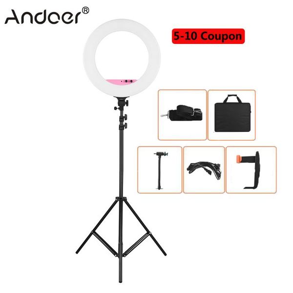 andoer 3200k-5800k bi-color 18inch led video ring light kit w/ 2m light stand/phone holder/bag for p video studio lighting
andoer 3200k-5800k bi-color 18inch led video ring light kit w/ 2m light stand/phone holder/bag for p video studio lighting