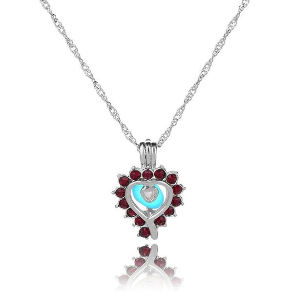 cute heart locket with red rhinestones around lady`s glow in the dark necklace fashion jewellery gift, Silver
cute heart locket with red rhinestones around lady`s glow in the dark necklace fashion jewellery gift, Silver