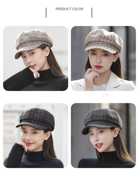 autumn and winter womens hats fashion octagonal cap simple caps korean plaid headgear sunscreen outdoor sun chapeau retro plaid painter hat, Blue;gray
autumn and winter womens hats fashion octagonal cap simple caps korean plaid headgear sunscreen outdoor sun chapeau retro plaid painter hat, Blue;gray