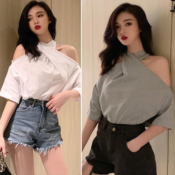 women solid cross choker blouse backless black white off shoulder three quarter sleeve female shirt stranger things
women solid cross choker blouse backless black white off shoulder three quarter sleeve female shirt stranger things