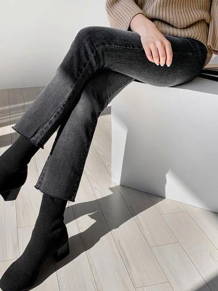 winter 2020 new smoke gray plus velvet jeans women's high waist slim nine points small straight tube pants, Blue
winter 2020 new smoke gray plus velvet jeans women's high waist slim nine points small straight tube pants, Blue
