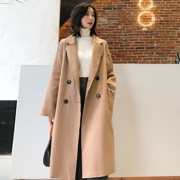 office lady long winter fashion wool coats loose turn-down collar wool blend coat and jacket sashes coat femenino1, Black
office lady long winter fashion wool coats loose turn-down collar wool blend coat and jacket sashes coat femenino1, Black