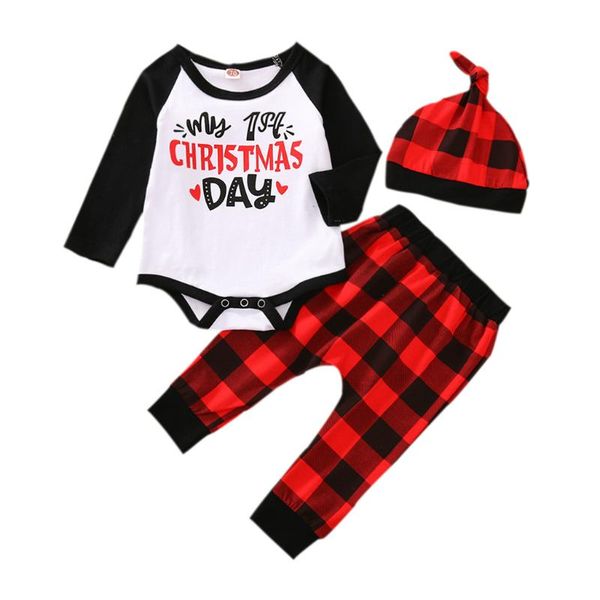 by christmas baby outfits cute letter print romper + plaid long pants + hat 3pcs clothes new born baby clothes set boys clothing, White
by christmas baby outfits cute letter print romper + plaid long pants + hat 3pcs clothes new born baby clothes set boys clothing, White