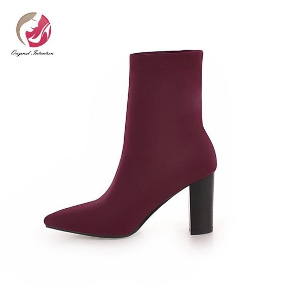 original intention winter wine red black blue ankle boots woman pointed toe chunky heels sock boots female fashion elegant
original intention winter wine red black blue ankle boots woman pointed toe chunky heels sock boots female fashion elegant