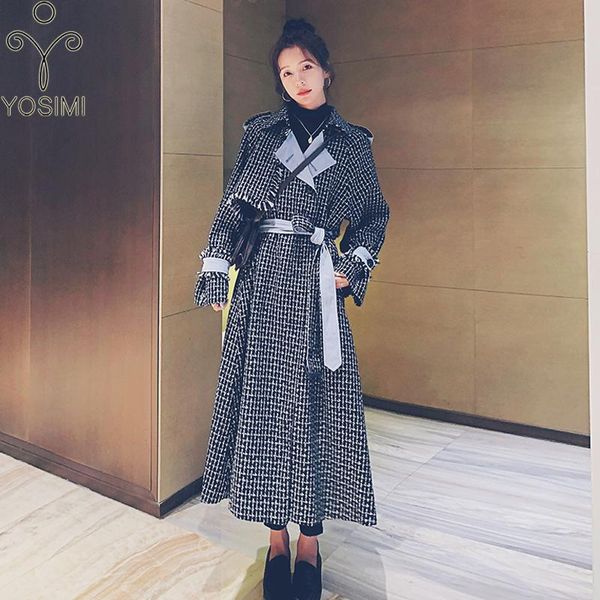 women's wool & blends yosimi women coat 2021 autumn winter maxi plus size gray plaid turn-down collar skirt long woolen coats and jacke, Black
women's wool & blends yosimi women coat 2021 autumn winter maxi plus size gray plaid turn-down collar skirt long woolen coats and jacke, Black