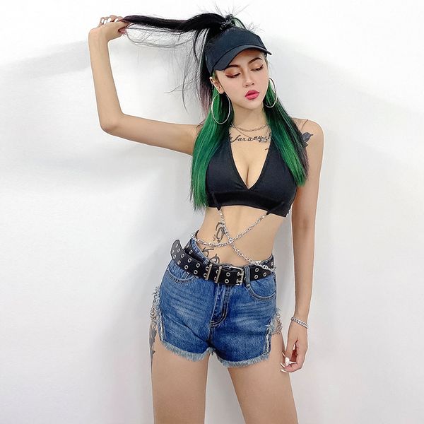new jazz costumes women chain bra split denim shorts nightclub bar singer dj ds dancer rave clothes stage wear, Black;red
new jazz costumes women chain bra split denim shorts nightclub bar singer dj ds dancer rave clothes stage wear, Black;red