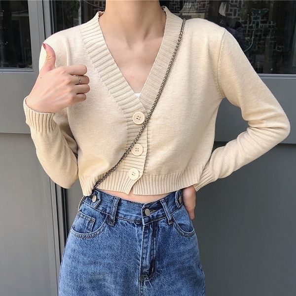 cropped cardigans sweaters female with button black white short sweater mujer v neck long sleeve sweater women knitted cardigans 201030, White;black
cropped cardigans sweaters female with button black white short sweater mujer v neck long sleeve sweater women knitted cardigans 201030, White;black