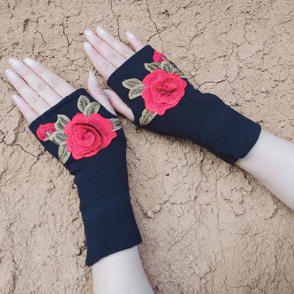 five fingers gloves women knitted fingerless chinese national style hand embroidery autumn winter outdoor elastic warm half finger, Blue;gray
five fingers gloves women knitted fingerless chinese national style hand embroidery autumn winter outdoor elastic warm half finger, Blue;gray
